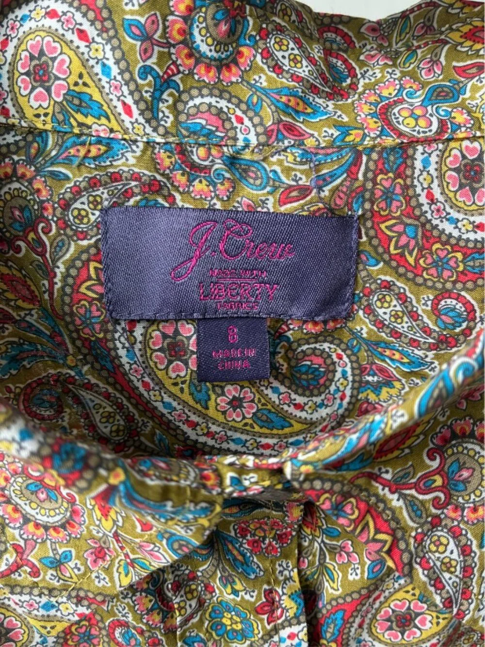 J. Crew Slim Perfect Shirt in Liberty Lee Manor Paisley - Size 8